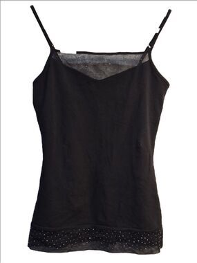 Express Black Sheer Dot-Trim Camisole